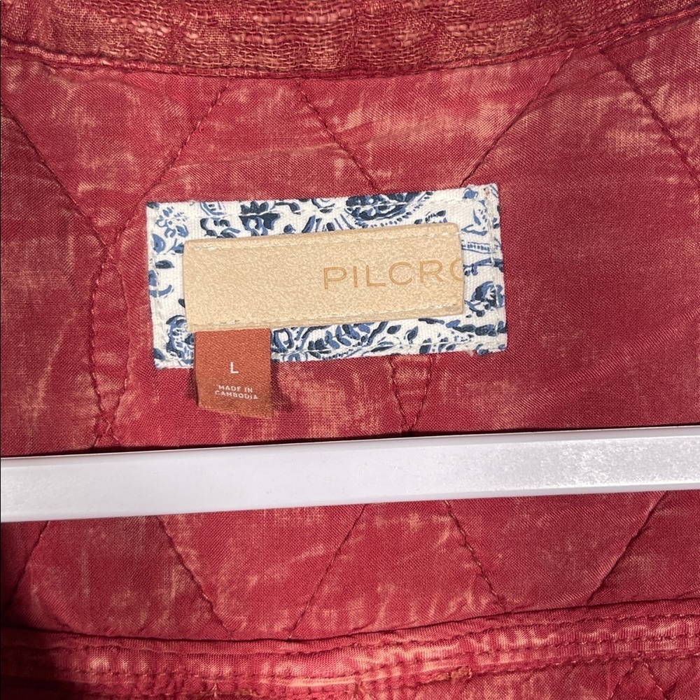 ANTHROPOLOGIE PILCRO WOMENS THE FIELDER TEXTURED BARN JACKET RED LARGE - Picture 4 of 7